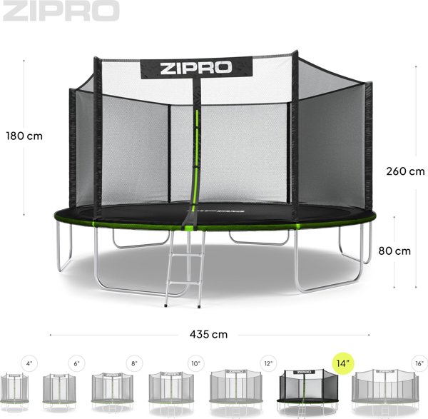 Τραμπολίνο κήπου Zipro Jump Pro με εξωτερικό δίχτυ 14FT 435cm