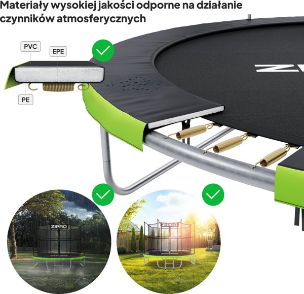 Τραμπολίνο κήπου Zipro Jump Pro με εσωτερικό δίχτυ 16FT 496cm + στρώμα ακριβείας