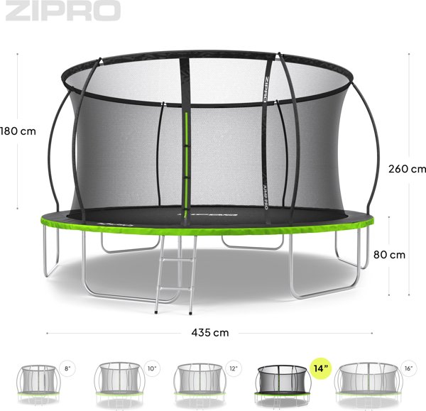 Τραμπολίνο κήπου Zipro Jump Pro Premium με εσωτερικό δίχτυ 14FT 435cm