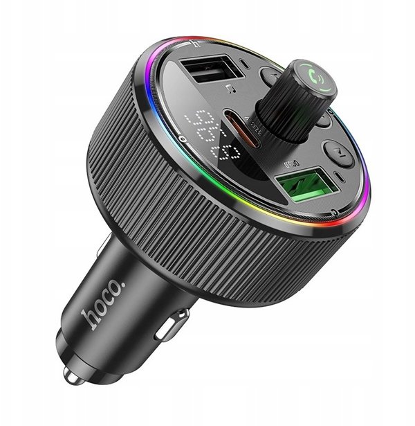 Transmiter samochodowy bluetooth Hoco 2 x USB A + USB C QC3.0 PD 30W E82 czarny