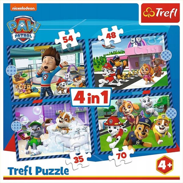 Trefl Παζλ Paw Patrol Σκυλίσιες Υποθέσεις, 4 σε 1, Πολυχρωματικό