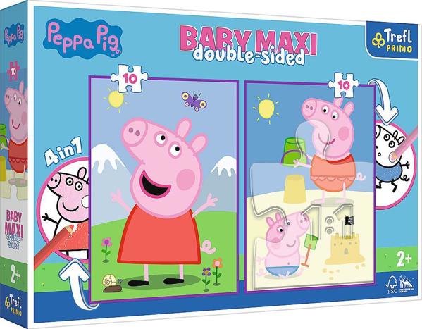Trefl Dwustronne Puzzle 2x10 elementy Baby Maxi Pogodny dzien Peppy 4w1
