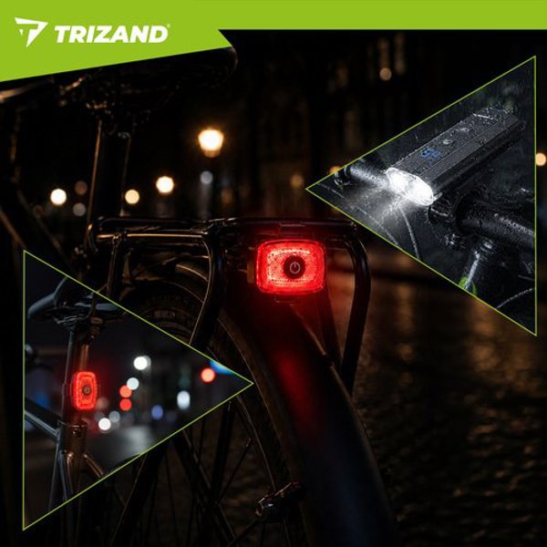 Trizand Lampka rowerowa LED 1300lm + tylna lampa Trizand