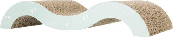 Trixie Cardboard Scratching Post Junior Wave, Ονυχοδρόμιο Γάτας από Χαρτόνι, Λιλά/Μέντα, 38 x 7 x 18 cm