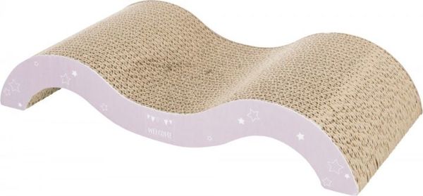 Trixie Cardboard Scratching Post Junior Wave, Ονυχοδρόμιο Γάτας από Χαρτόνι, Λιλά/Μέντα, 38 x 7 x 18 cm