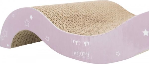 Trixie Cardboard Scratching Post Junior Wave, Ονυχοδρόμιο Γάτας από Χαρτόνι, Λιλά/Μέντα, 38 x 7 x 18 cm