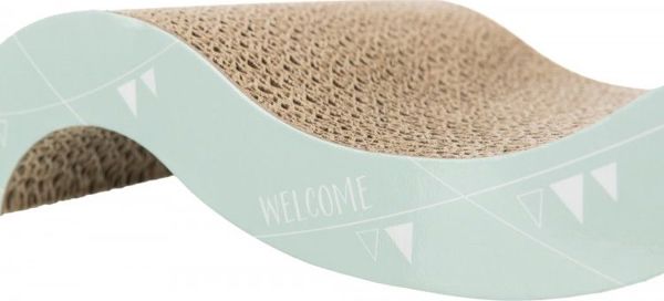 Trixie Cardboard Scratching Post Junior Wave, Ονυχοδρόμιο Γάτας από Χαρτόνι, Λιλά/Μέντα, 38 x 7 x 18 cm