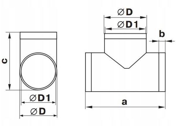 Trojnik kanalow okraglych fi 100mm bialy KO100-T