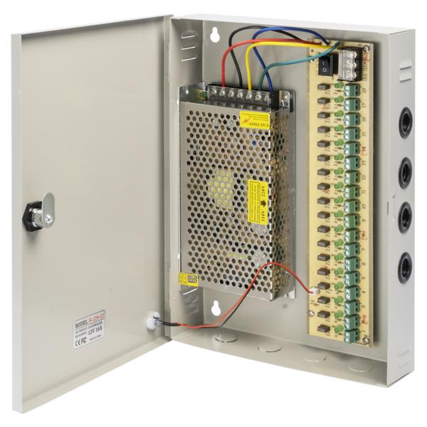 Τροφοδοτικό αυτονομίας No brand, 12V/10A, 18 Channel, Σε μεταλικὀ κουτἰ, Γκρί - 345