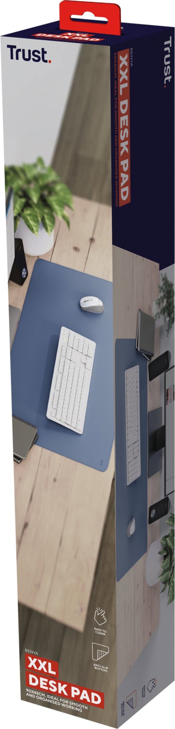 Trust Benya XXL Επιφάνεια για Ποντίκι και Πληκτρολόγιο, Desk Mat, Μπλε