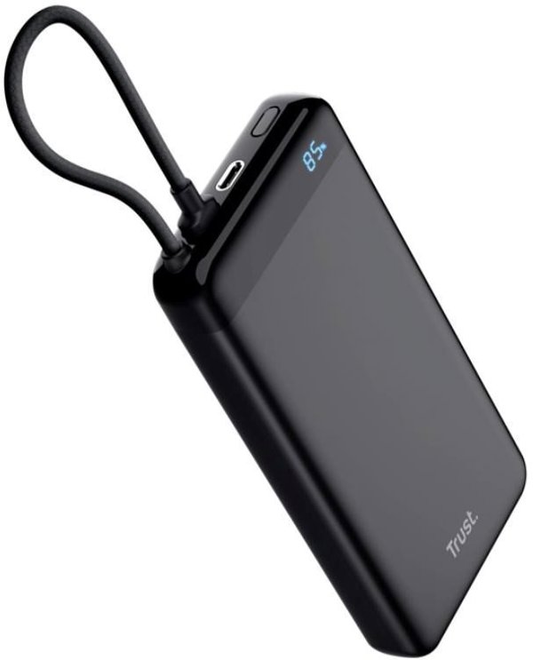 Trust Fiera Powerbank 20.000 mAh με Ενσωματωμένο Καλώδιο και 2x USB-C Θύρες, Μαύρο