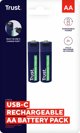 Trust Επαναφορτιζόμενες Μπαταρίες AA, USB-C, 1.5V, 2 Τεμάχια