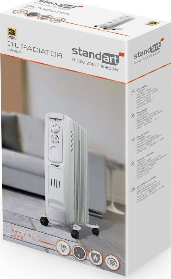 Standart OR15-7 Θερμαντικό Λάδι 1.5KW - Ηλεκτρικό Καλοριφέρ 7 Φετών