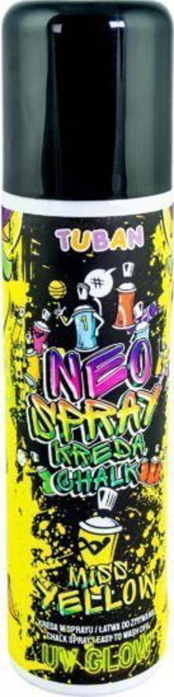 TUBAN Σπρέι Κιμωλίας Neo 150ml, Κίτρινο, Για Ζωγραφική σε Γυαλί, Άσφαλτο και Ξύλο