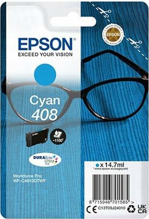 Αυθεντικό Μελάνι Epson 408 Κυανό Υψηλής Χωρητικότητας 14.7ml για WorkForce Pro WF-C4810DTWF