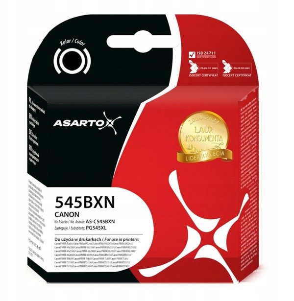 Tusz Asarto do Canon 545BXN | 8286B001Â | PG545XL | 420 str. | black