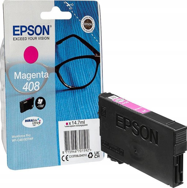 Epson 408 Αυθεντικό Μελάνι Inkjet Magenta Υψηλής Χωρητικότητας 14.7ml για WorkForce Pro WF-C4810DTWF