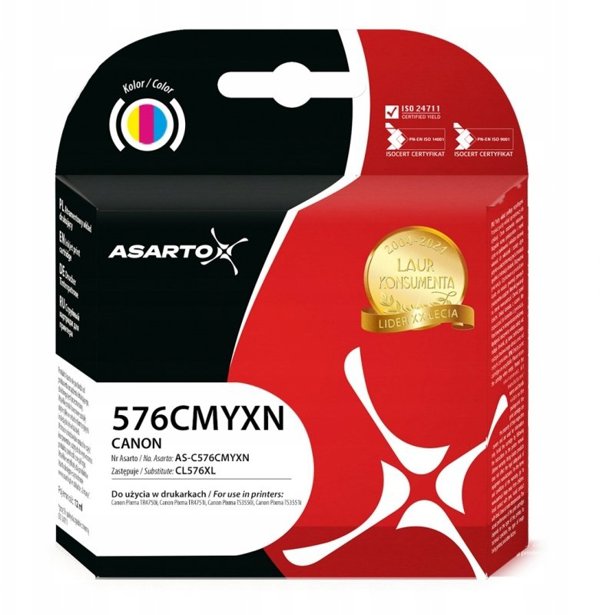 Tusz Asarto do Canon 576CMYXN | 5441C001Â | CL576XL | 340 str. | black