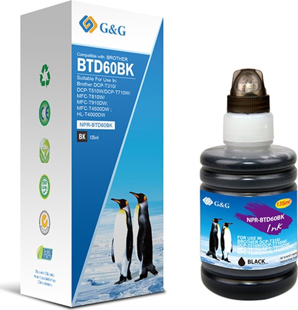 G&G Μελάνι Συμβατό με BTD60BK, NPR-BTD60BK, Μαύρο, 6500 Σελίδες