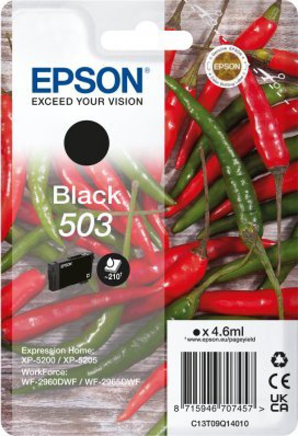 Μελάνι Epson Epson 503 - 4.6 ml - Μαύρο - αυθεντικό - Blister με RF- / ακουστικό σήμα συναγερμού - Φυσίγγιο μελανιού - για Expression Home XP-5200, XP-5205, WorkForce WF-2960DWF, WF-2965DWF