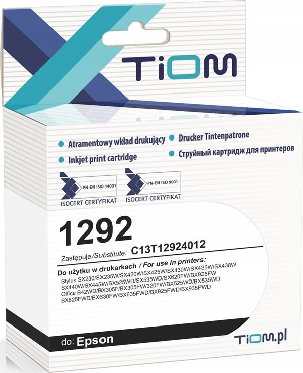 Μελάνι Tiom για Epson 1292 (C13T12924012) Συμβατό, Κυανό, 630 Σελίδες