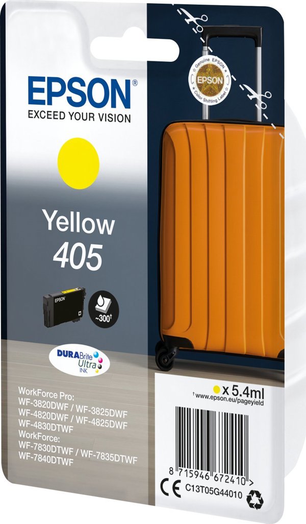 Μελάνι Epson Epson 405 - 5.4 ml - Κίτρινο - αυθεντικό - Συσκευασία με RF- / ακουστικό σήμα συναγερμού - Φυσίγγιο μελανιού - για WorkForce WF-7310, 7830, 7835, 7840, WorkForce Pro WF-3820, 3825, 4820, 4825, 4830