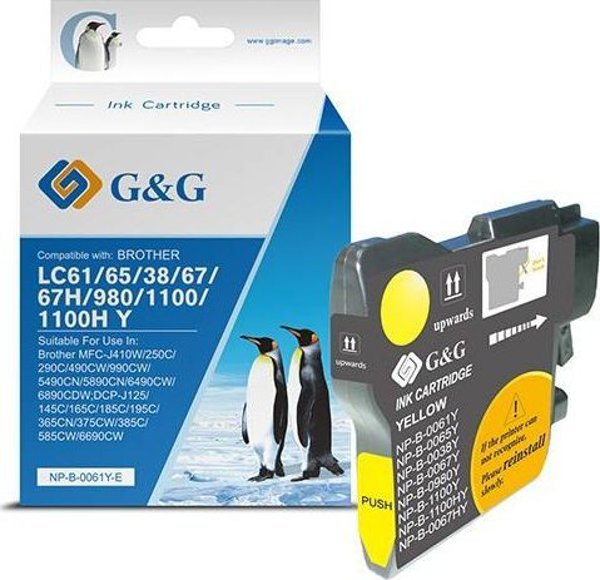 Μελάνι G&G συμβατό με LC-980Y, LC-1100Y, NP-B-0061Y/1100Y/980Y, κίτρινο, 260 σελίδες