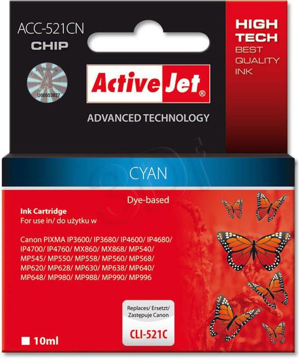 Tusz Activejet tusz ACC-521CN / CLI-521C (cyan)