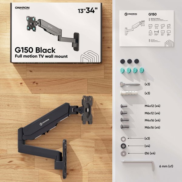 TV SET ACC WALL MOUNT /13-34"/BLACK G150-B ONKRON