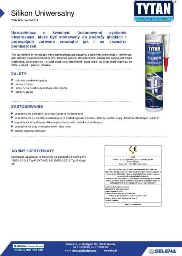 Tytan Euro-Line Σιλικόνη Γενικής Χρήσης 280ml, Διαφανής, Ανθεκτική στην Υγρασία και την Ακτινοβολία UV
