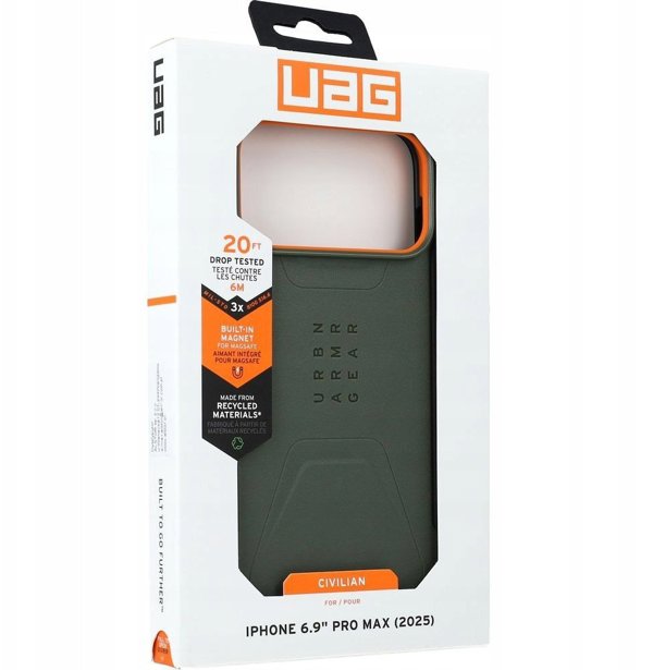 UAG Civilian MagSafe - θήκη για iPhone 17 Pro Max συμβατή με MagSafe (olive/orange)