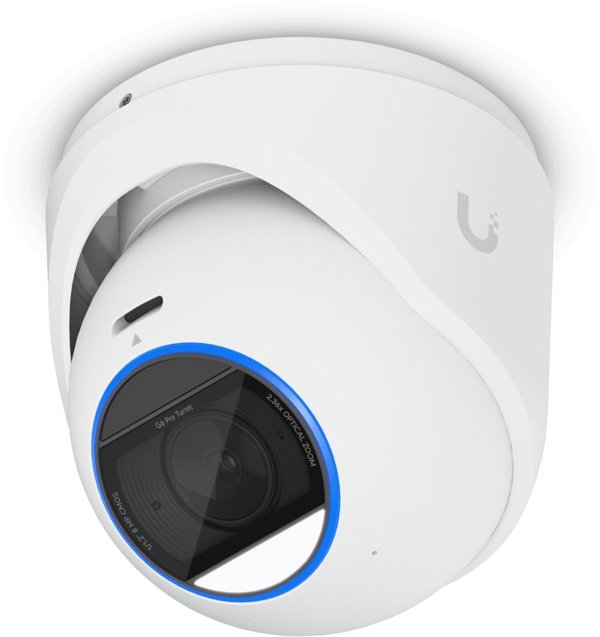 Ubiquiti UVC-G6-Pro-Turret-W All-weather tamper-resistant 4K PoE+ camera with a Multi-TOPS AI engine, 2.36x optical zoom, and a large 1/1.2" CMOS sensor for exceptional low-light clarity and long-range IR night vision