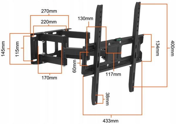 Επιτοίχια Βάση για LCD 37-99" με Ρυθμιζόμενους 2 Βραχίονες