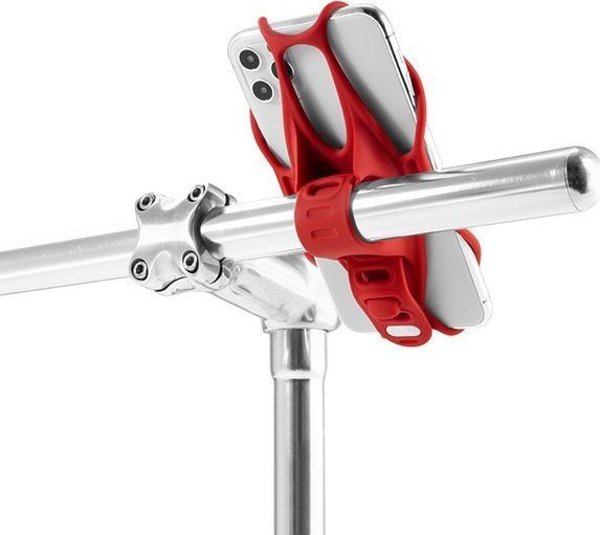 Βάση Κινητού Ποδηλάτου Bone Bike Tie 3, Σιλικόνης, Ρυθμιζόμενη για Smartphone 4.7-7.2", Κόκκινο