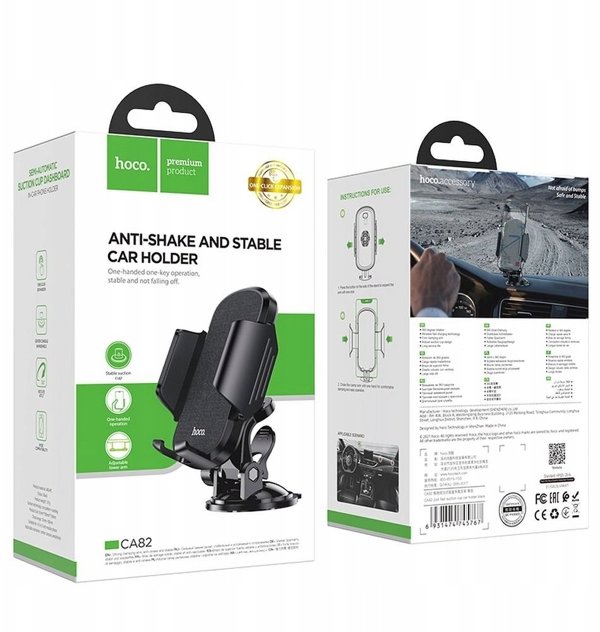 Uchwyt na telefon do samochodu uniwersalny Hoco do szyby / deski CA82 czarny
