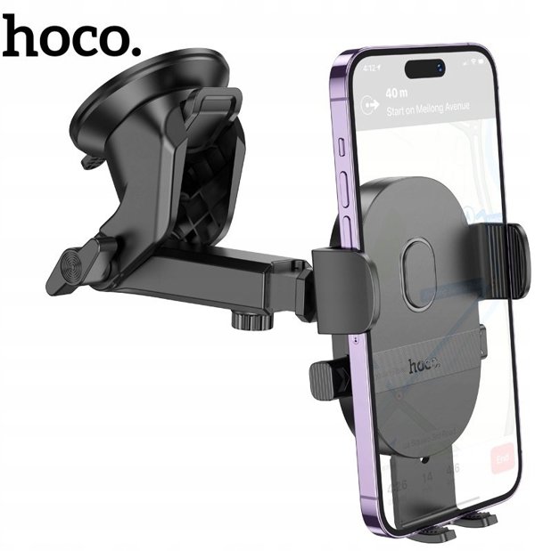 Uchwyt na telefon do samochodu uniwersalny Hoco do szyby / deski H19 czarny