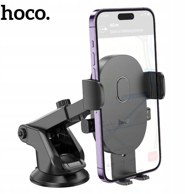 Uchwyt na telefon do samochodu uniwersalny Hoco do szyby / deski H19 czarny