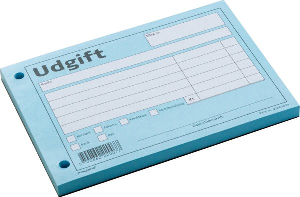 Udgiftsbilag Mayland, 147 x 105 mm, 100 ark, blå