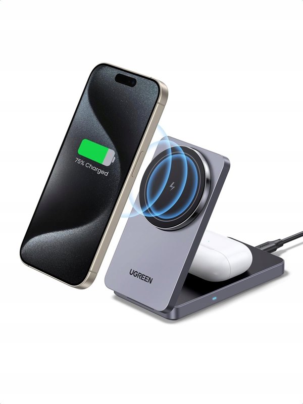 UGREEN W528 Magnetic Wireless Charger 2-in-1 faltbare Ladestation fuer iPhone und AirPods