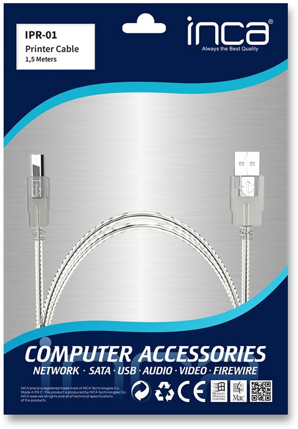 Ugreen IPR-01 Καλώδιο USB 2.0 Type-A σε Type-B, 1.5m, Διάφανο