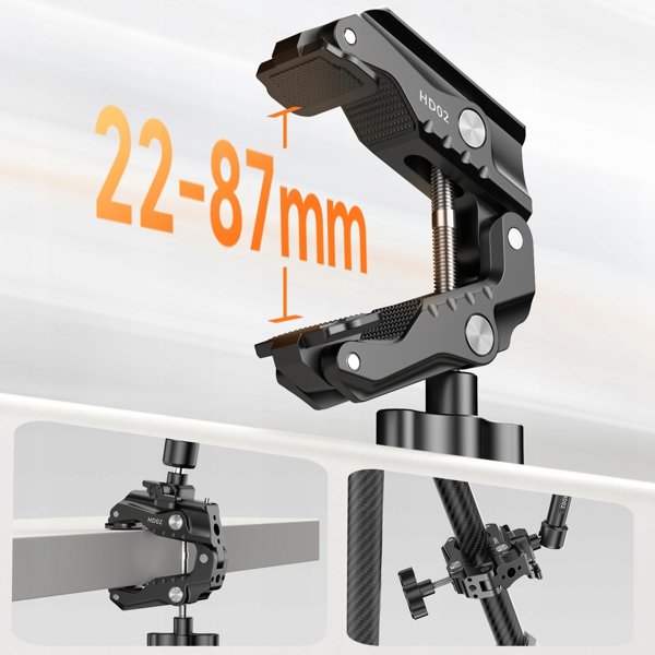 Ulanzi Zacisk Uchwyt Klips Imadlo Crab Clamp Gwint 1/4" I 3/8" Do Magic Arm Ulanzi HD02 T099