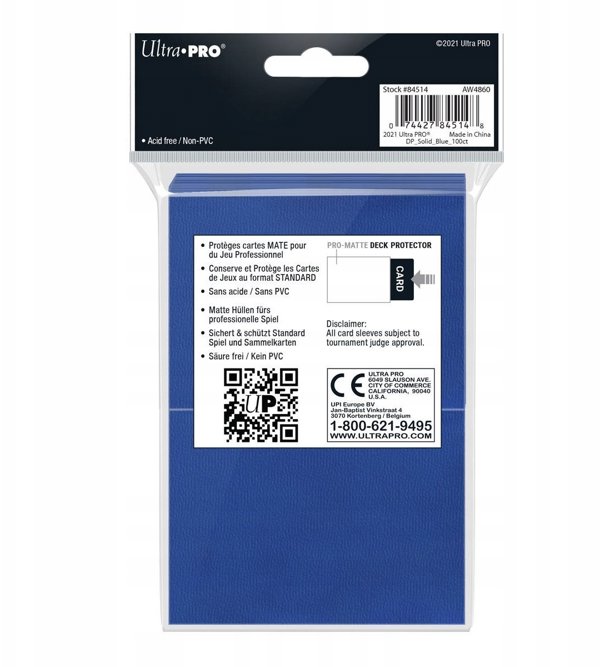 Ultra-Pro ULTRA-PRO Deck Protector - Pro-Matte Non-Glare Blue (Niebieskie) 100 szt.