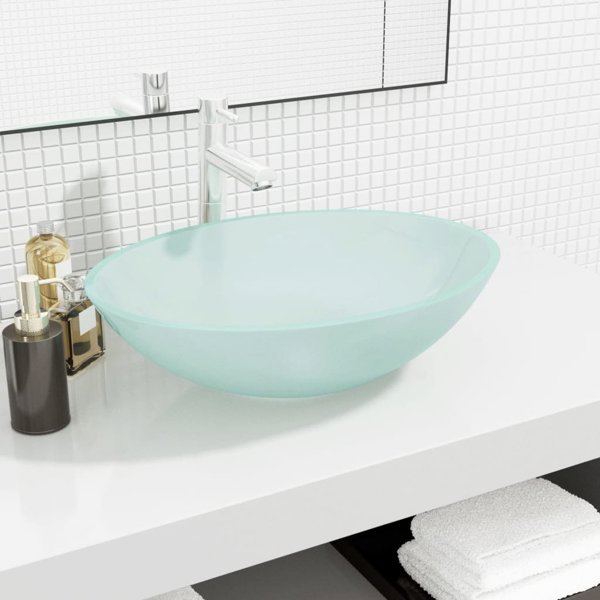 vidaXL Νιπτήρας από ματ γυαλί, 50x37x14 εκ