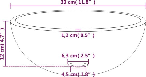 vidaXL Νιπτήρας από σατινέ σκληρυμένο γυαλί, 30x12 εκ.