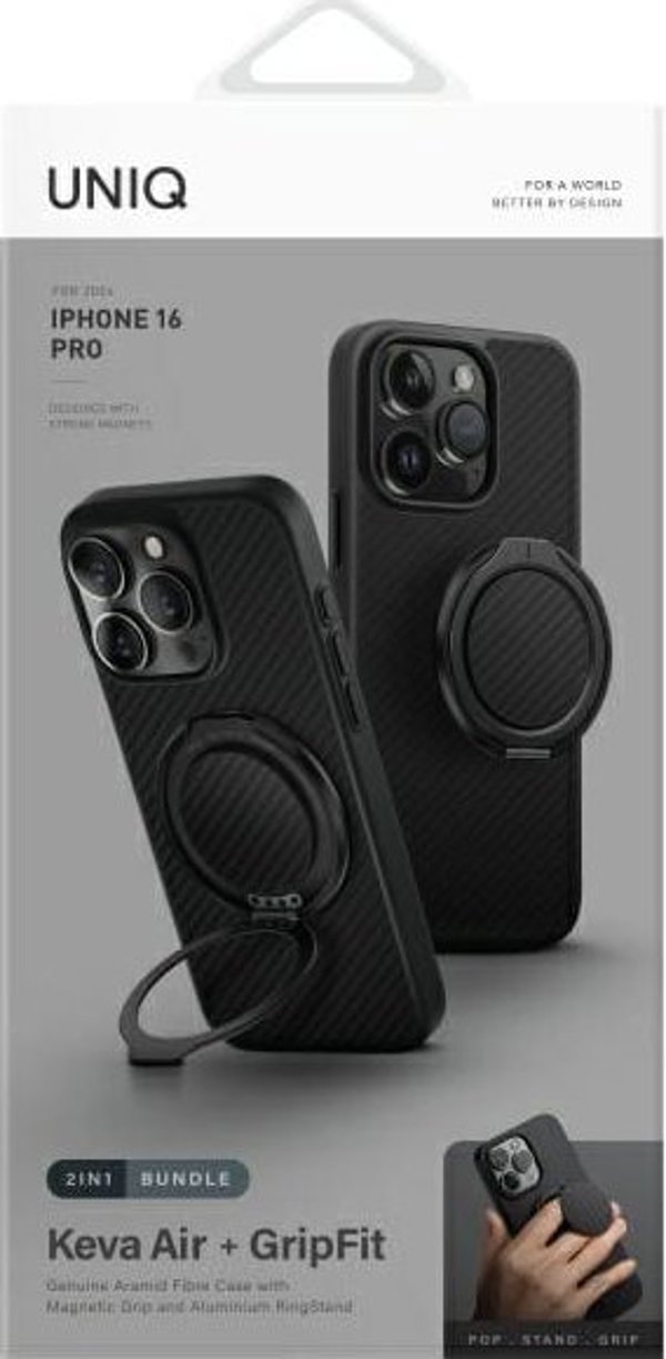UNIQ Keva Air iPhone 16 Pro 6.3" Θήκη Φόρτισης Magclick Μαύρο/Carbon Black