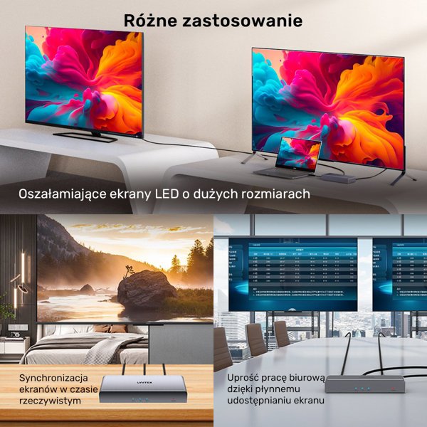 Unitek HDMI Splitter 1 In 2 Out 4K UHD, Διαχωριστής Σήματος HDMI