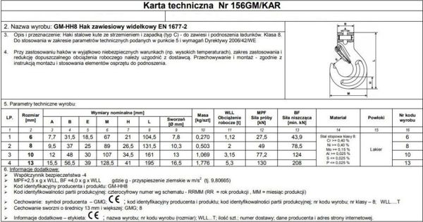 Unimet HAK ZAWIESIOWY WIDELOKOWY Z ZABEZPIECZENIEM G8 8MM WLL2.0T