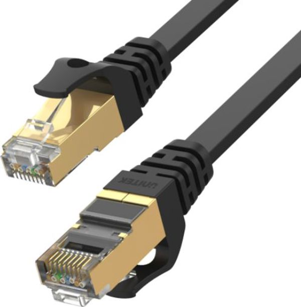Unitek Καλώδιο Δικτύου Cat 7, SSTP, Flat, 10Gbps, 2m, Μαύρο (C1897BK-2M)