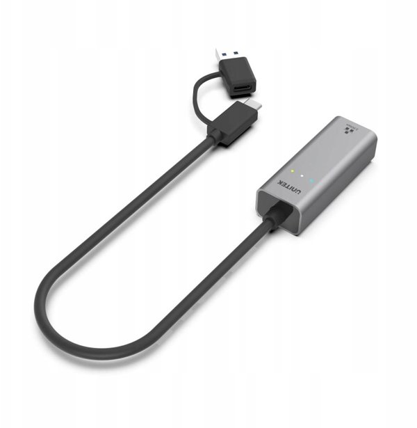 Unitek Hybrydowy adapter USB-C/USB-A do sieci Gigabit Ethernet 2,5G