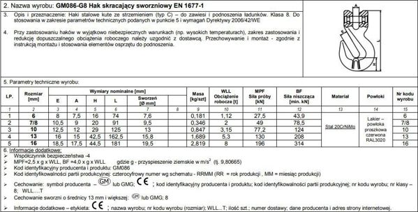 Unimet Hak Skracajacy ze Sworzniem 10mm G8 WLL 3.15T